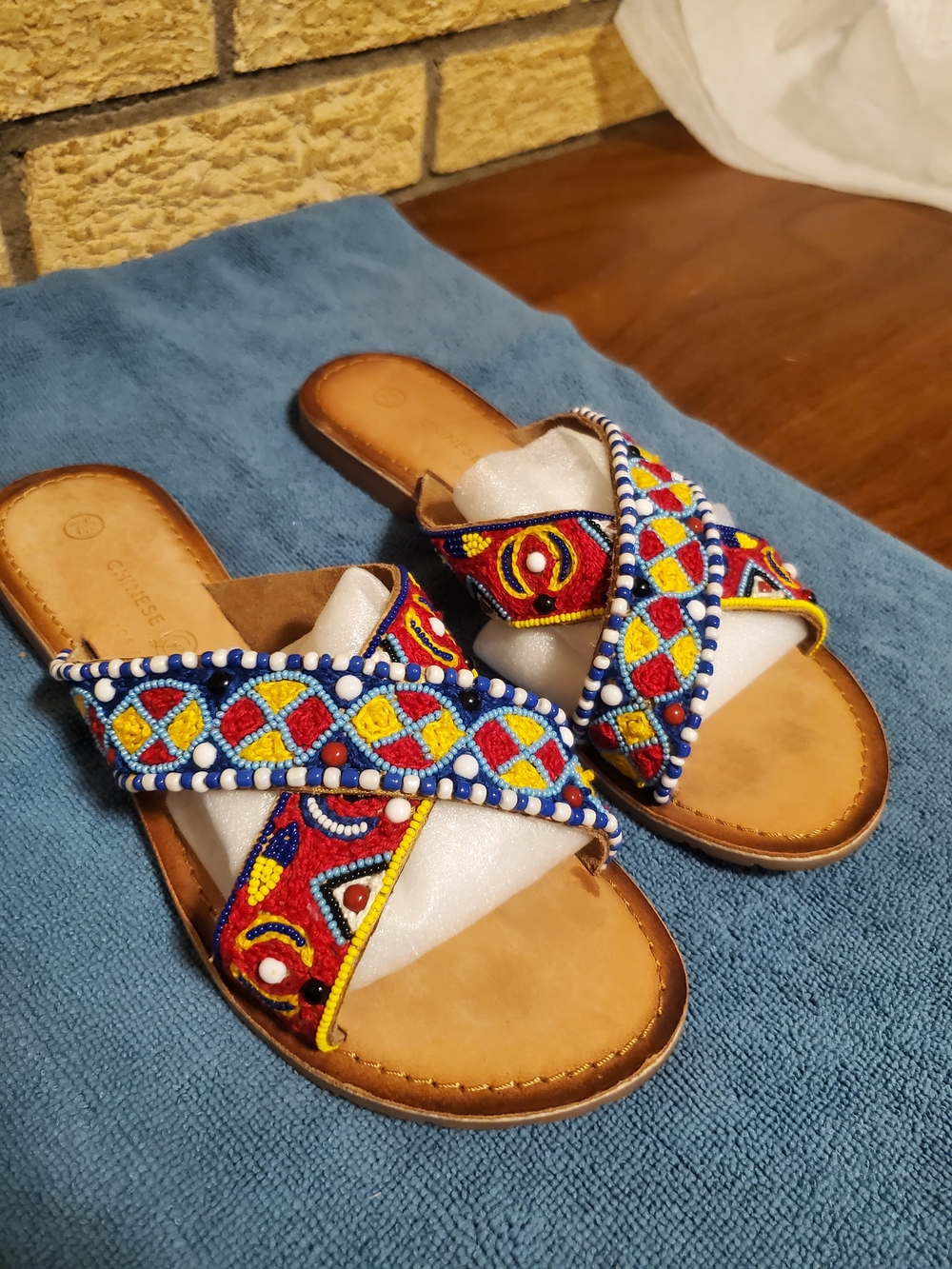 Chinese Laundry Colorful Beaded Slide Sandals - Women